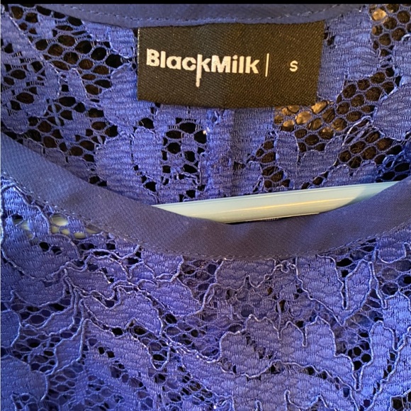 BLACKMILK Lace Blue Capsleeve Top, Sz S - Picture 5 of 5